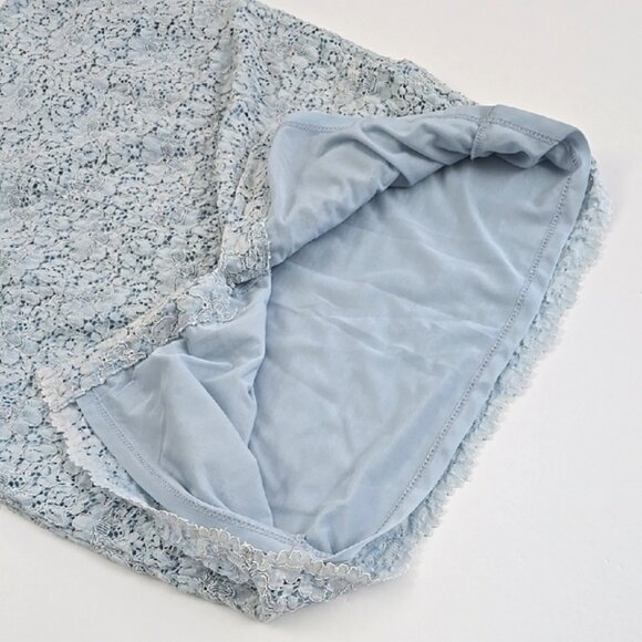 ZARA Basic Women's Light Blue Embroidered Lace Pencil Skirt Back Slit Size M - Picture 8 of 15